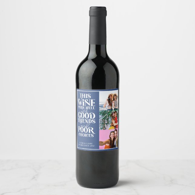 Dieser Wein paart sich gut mit Freunden Spaß beste Weinetikett (Vorderseite)