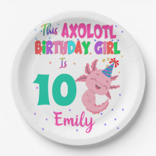 Dieses Axolotl Girl ist ein Amphibien-Salamander Pappteller
