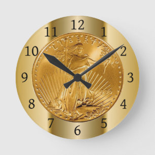 Dieses Bild zeigt eine amerikanische Goldadlermünz Runde Wanduhr
