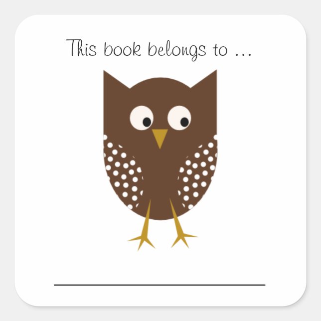 Dieses Buch gehört ... (Brown Owl) Quadratischer Aufkleber (Vorderseite)