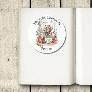 Dieses Buch gehört dazu, Red Panda zu personalisie Runder Aufkleber