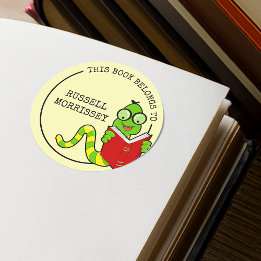 Dieses Buch gehört dem Bücherwurm Runder Aufkleber