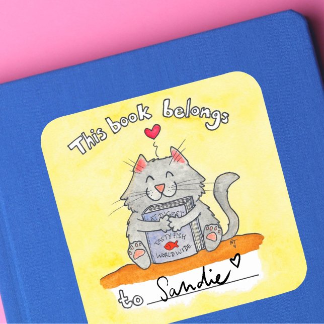 Dieses Buch gehört dem Katzenaufkleber von Nicole  Quadratischer Aufkleber (Von Creator hochgeladen)