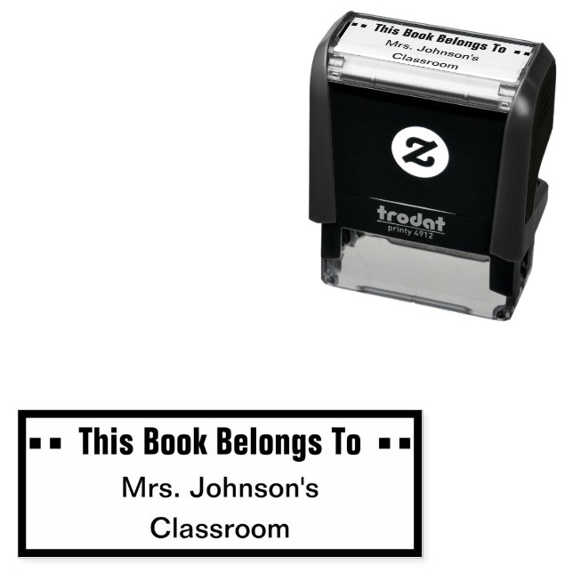 Dieses Buch gehört der Lehrernamensvorlage Permastempel (Beispiel)