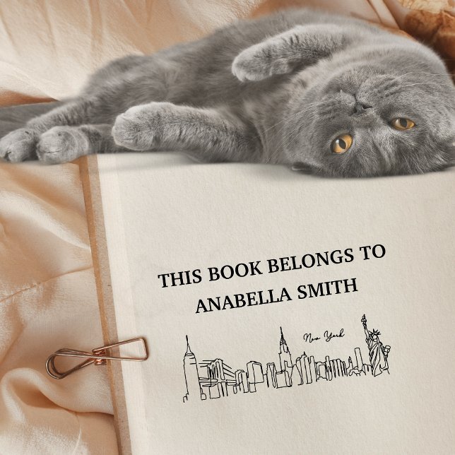 Dieses Buch gehört der New York Skyline Bookworm Gummistempel (Von Creator hochgeladen)