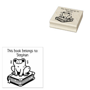 Dieses Buch gehört" Frog on Book Gummistempel