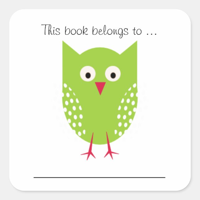 Dieses Buch gehört ... (Grüne Schüssel) Quadratischer Aufkleber (Vorderseite)