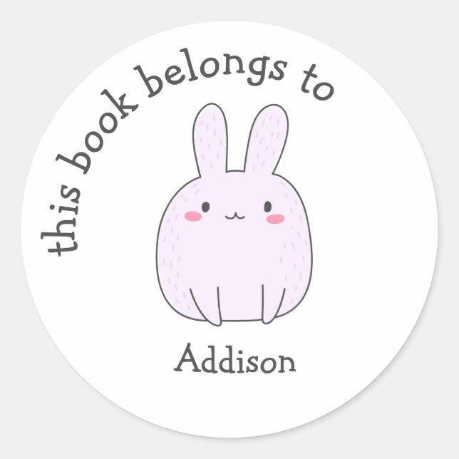 Dieses Buch gehört - Niedlich Pink Bunny - Kindern Runder Aufkleber (Vorderseite)