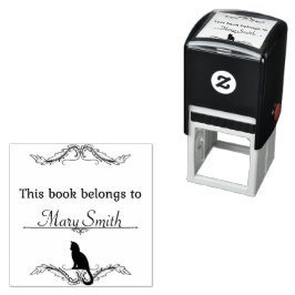 Dieses Buch gehört | Selbstfarbige Briefmarke mit  Permastempel