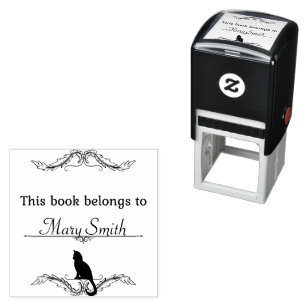 Dieses Buch gehört Selbstfarbige Briefmarke mit Permastempel