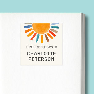 Dieses Buch gehört Sun Personalisiert Quadratischer Aufkleber
