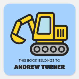 Dieses Buch gehört zu Bagger-Buchlabel-Aufklebern Quadratischer Aufkleber