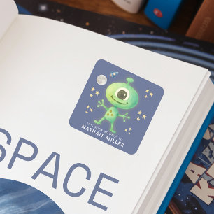 Dieses Buch gehört zu Space Alien Kids-Exlibris Quadratischer Aufkleber