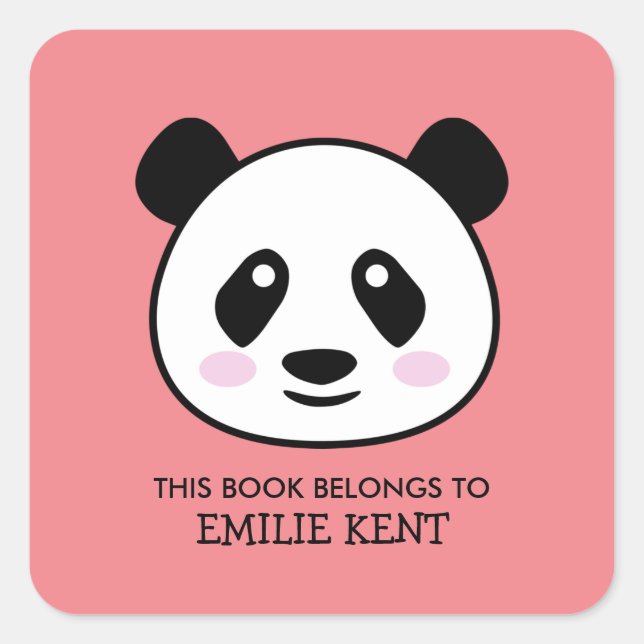 Dieses Buch gehört zum Panda-Bärenaufkleber Quadratischer Aufkleber (Vorderseite)
