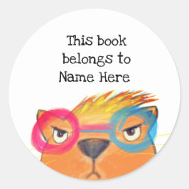 Dieses Buch gehört zum wütenden Super Cat Book Lab Runder Aufkleber