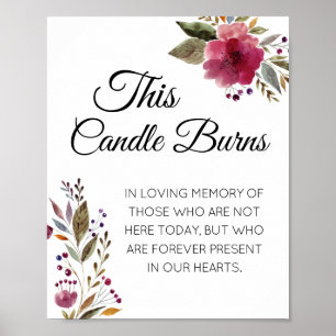 Dieses Candle Burns Maroon-Hochzeitssemorial Poster