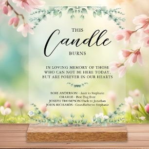 Dieses Candle Burns Modern Wedding Greenerity Memo Acrylschild