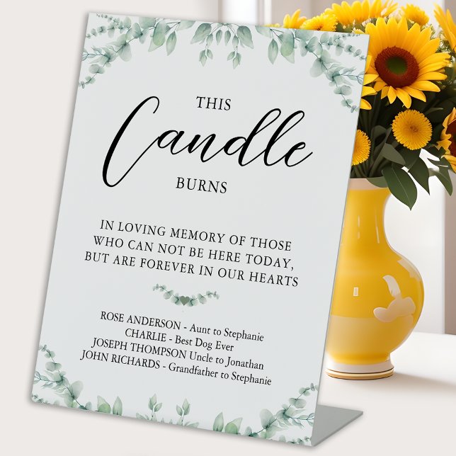 Dieses Candle Burns Modern Wedding Greenerity Memo Sockelschild (Von Creator hochgeladen)