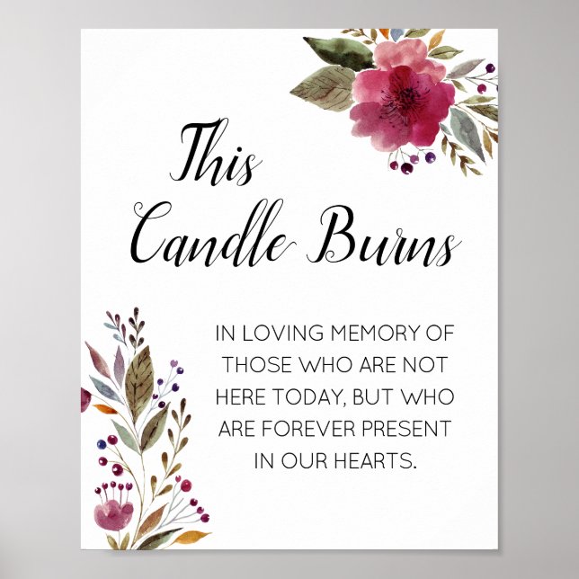 Dieses Candle Burns Watercolor-Gedenkzeichen Poster (Vorne)