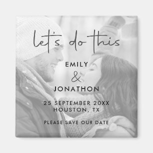 Dieses Foto wird Save the Date Schwarz-weiß gelas Magnet