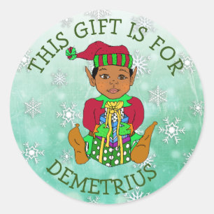 Dieses Geschenk ist für, Girl Elf mit Geschenk Runder Aufkleber