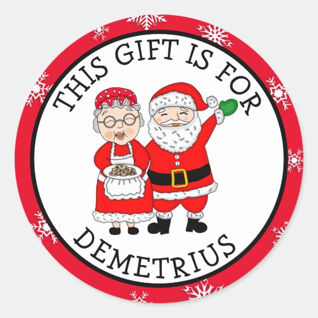 Dieses Geschenk ist für, Herr und Frau Claus Runder Aufkleber (Vorderseite)