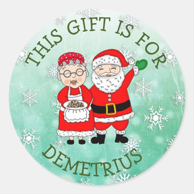 Dieses Geschenk ist für, Herr und Frau Claus Runder Aufkleber (Vorderseite)