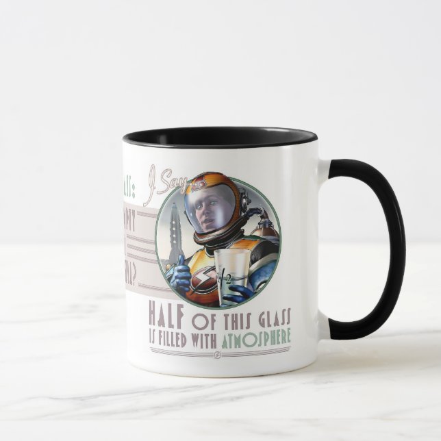 Dieses Glas ist von der Atmosphären-Tasse halb Tasse (Rechts)