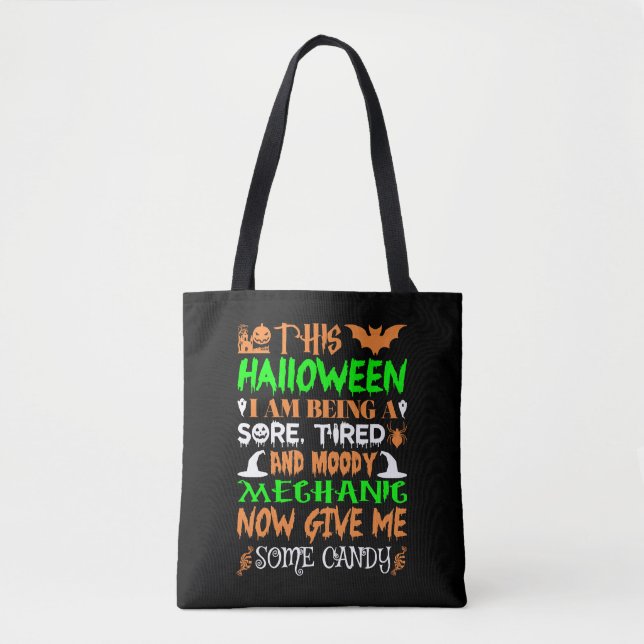 Dieses Halloween wird müde Mechanik Candy Tasche (Vorderseite)