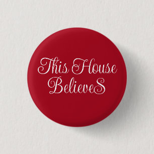 Dieses Haus glaubt an den rot-weißen Weihnachtskno Button