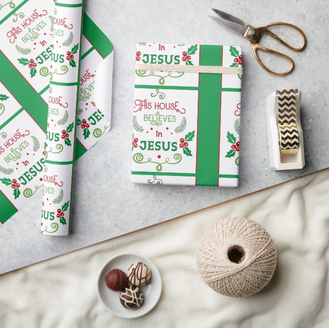 Dieses Haus glaubt an Jesus Geschenkpapier (Kunsthandwerk)