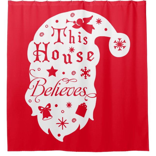 Dieses Haus glaubt der Santa Silhouette Duschvorhang (Vorderseite)