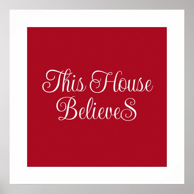 Dieses Haus glaubt, Typografie Script rot Poster (Vorne)