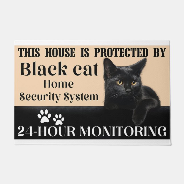 Dieses Haus ist durch eine Black Cat Zuhause gesch Fußmatte (Vorderseite)