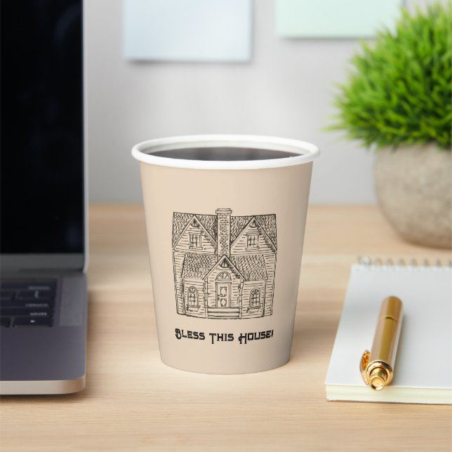Dieses Haus mit Text- und Bilddaten-Vorlagen segne Pappbecher (InSitu)