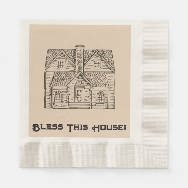 Dieses Haus mit Text- und Bilddaten-Vorlagen segne Serviette (Vorderseite)