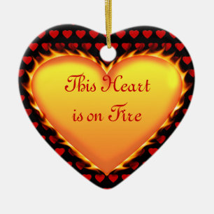 Dieses Herz ist auf Feuer. Heiraten Sie mich? Keramik Ornament