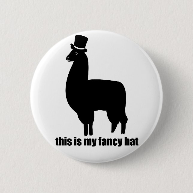 Dieses ist mein extravaganter Hut-Lama-Knopf Button (Vorderseite)