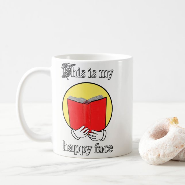Dieses ist mein glückliches Gesicht - Emoji, das Kaffeetasse (Mit Donut)