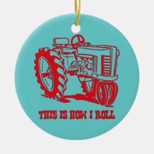 Dieses ist, wie ich Traktor ROT Verzierung rolle Keramikornament