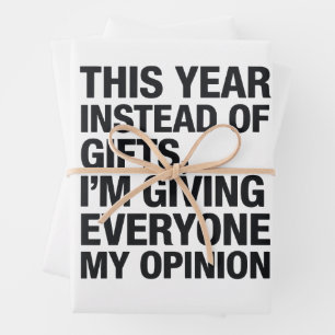 Dieses Jahr Anstatt Geschenken Gebe Ich Allen  Geschenkpapier Set