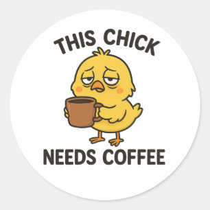 Dieses Kätzchen braucht Kaffee Runder Aufkleber