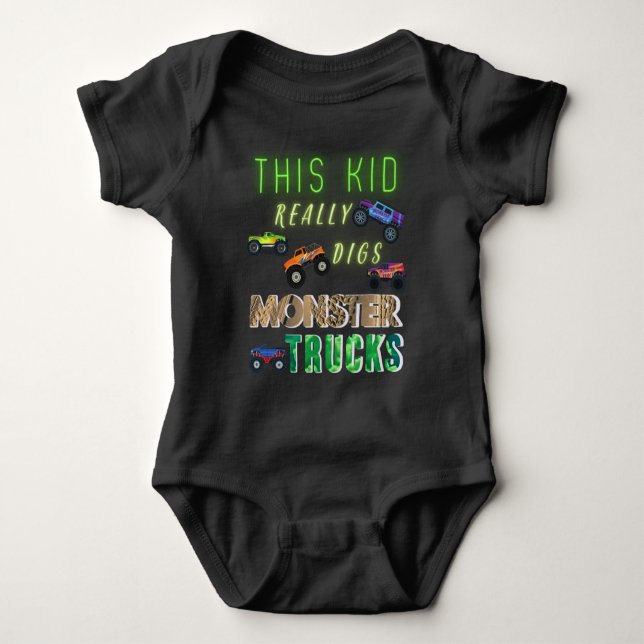 Dieses Kind bekommt wirklich Monster-LKW. Baby Strampler (Vorderseite)