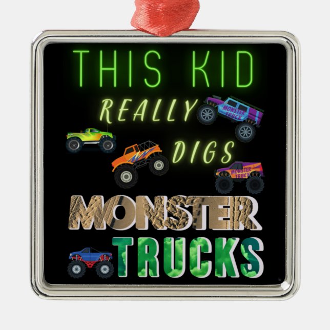 Dieses Kind bekommt wirklich Monster-LKW. Ornament Aus Metall (Vorne)