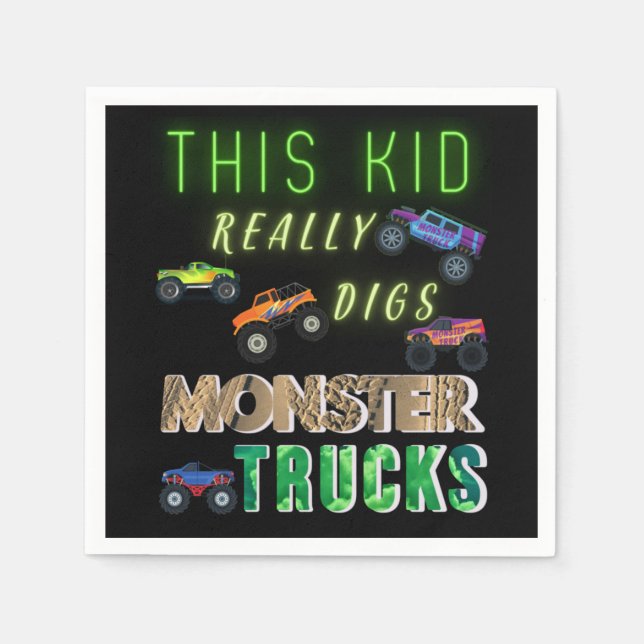 Dieses Kind bekommt wirklich Monster-LKW. Serviette (Vorderseite)