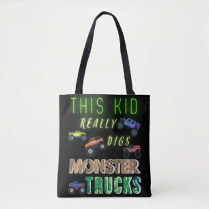 Dieses Kind bekommt wirklich Monster-LKW. Tasche