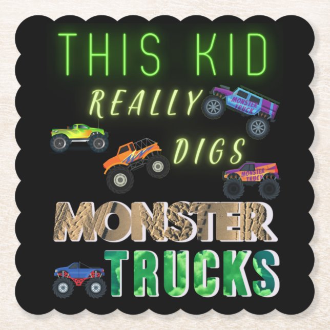 Dieses Kind bekommt wirklich Monster-LKW. Untersetzer (Vorderseite)