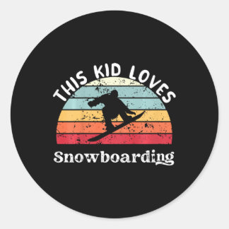 Dieses Kind Lieben Snowboarden Boys Girls Runder Aufkleber