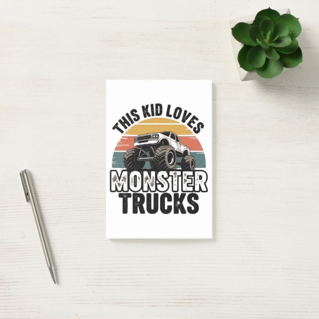 Dieses Kind liebt Monstertrucks Post-it Klebezettel (Büro)