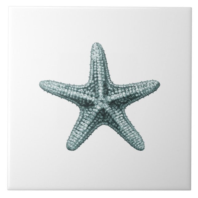Dieses klassische antike typografische Seestarfish Fliese (Vorderseite)